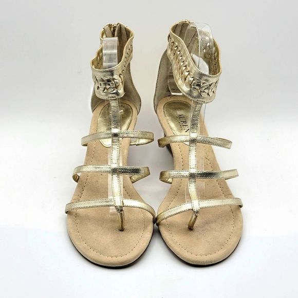 Lauren Ralph Lauren Gold Gladiator Sandals with Braided Ankle - Picture 2 of 6